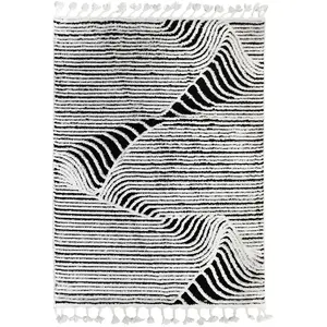 The Deco Factory Tapis effet relief motifs montagnes blanc noir 120x170 120 x 170 cm
