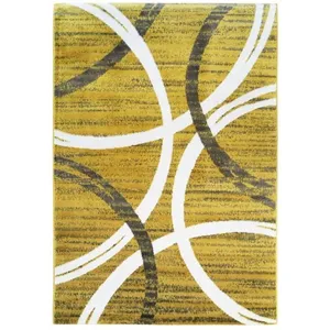 THEDECOFACTORY Tapis effet laineux motifs arches jaune et gris 120x170 120 x 170 cm pas cher