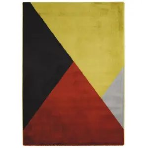 The Deco Factory Tapis lumineux effet laineux motifs triangles multicolore 120x170