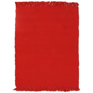 Thedecofactory - simply coton - Tapis 100% coton rouge 120x170 pas cher