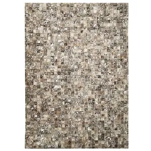 The Deco Factory Cuir extra silver - Tapis en cuir recyclé éclats argentés marron 120x170 pas cher