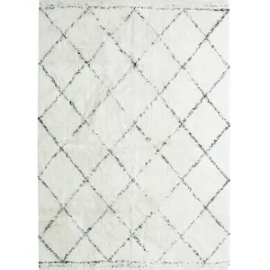 THE DECO FACTORY Tapis berbère en coton motifs losanges écru naturel 120x170 pas cher