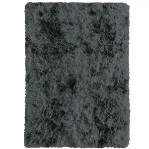 Thedecofactory - yogi effect - Tapis shaggy moderne gris foncé 120x170