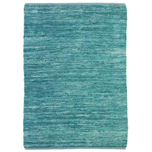 Thedecofactory - skin - Tapis en cuir tressé bleu clair 120x170 pas cher