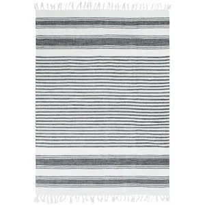 THEDECOFACTORY Tapis 100% coton lignes gris-blanc 120x170 120 x 170 cm pas cher