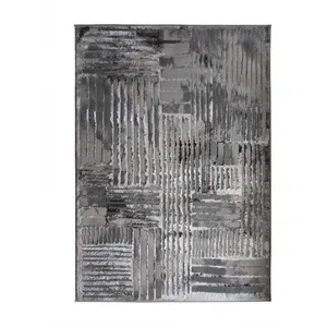 THEDECOFACTORY The Deco Factory BORGES FOG - Tapis graphique effet brume 120 cm x 170 cm Gris pas cher