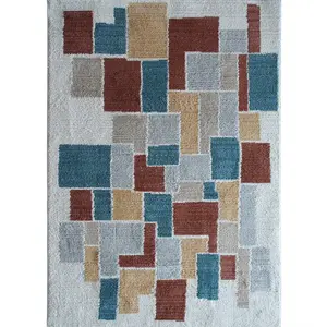 THEDECOFACTORY Tapis contemporain en polyester multicolore/beige 120x166 TU pas cher