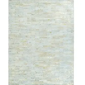CUIR LINES GOLD - Tapis en cuir naturel recyclé or 120x170