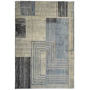 The Deco Factory Tapis extra-doux motif processeur ecru bleu 120x170 120 x 170 cm