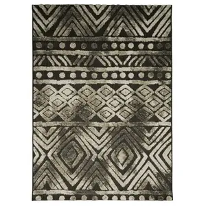 THE DECO FACTORY DEHORS-DEDANS AFRIKA - Tapis pour intérieur-Extérieur Jardin et terrasse Résistant à la pluie - 120 x 170 cm Noir et BrunVendu parcdiscount