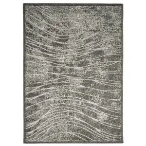 THE DECO FACTORY DEHORS-DEDANS - Tapis motifs Ondes pour intérieur et extérieur jardin et terrasse 120 x 170 cm GrisVendu parcdiscount