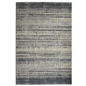Thedecofactory - recycle lines - Tapis recyclé motif lignes gris noir 120X170 pas cher