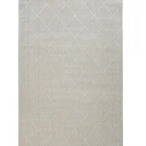 Thedecofactory RIVAGE - Tapis moderne à motif losange beige 80x250 pas cher