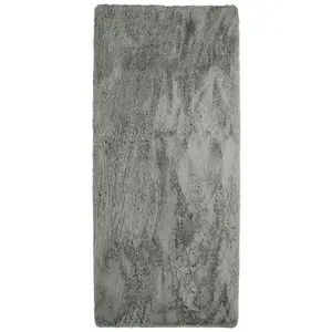 AUCUNE Tapis lavable à base fine et souple extra doux gris clair 80x180 TU pas cher