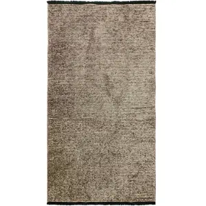 THEDECOFACTORY Tapis tissé plat coton noir et reflet lumière gris 80x150 80 x 150 cm pas cher