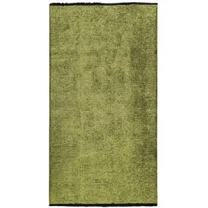 THEDECOFACTORY Tapis en coton et polyester lavable tissé plat vert 80x150 80 x 150 cm pas cher