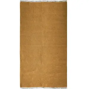 The Deco Factory Tapis en jute et coton avec franges ocre 80x150 pas cher