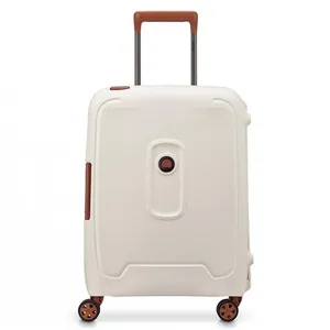 Valise Delsey Paris Slim Moncey 36L blanc crème marron.
