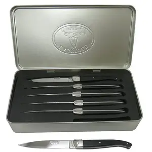 Coffret 6 couteaux à steak Laguiole STAND UP noir Jean Dubost pas cher