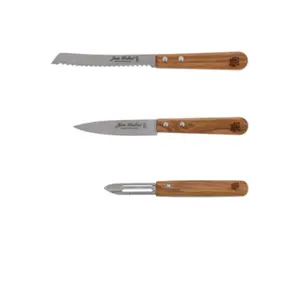 Comparateur de prix : Le Trio de cuisine ELYSEE X Jean Dubost, manches en bois d''olivier