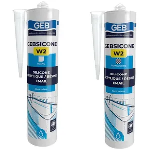 Mastic silicone - GEB - GEBSICONE W2 - Translucide - Joints sanitaires - 1 unité