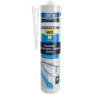 GEB - Silicone d'étanchéité sanitaire blanc pro sicone W2 cartouche, 310 ml