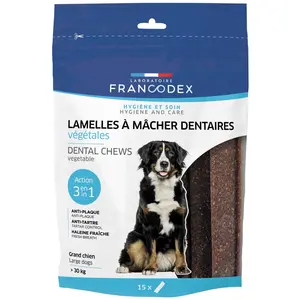 Comparateur de prix : Friandises Chien - Francodex Lamelles à mâcher dentaires pour grands chiens x15