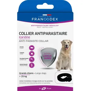 Soin Chien - Francodex Collier antiparasitaire Icaridine Noir - 75 cm pas cher