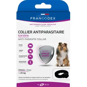 Soin Chien - Francodex Collier antiparasitaire Icaridine Noir - 60 cm pas cher