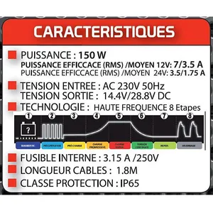 Comparateur de prix : Mecafer 420107 Chargeur Electronique de Batterie 7 A