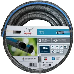 Comparateur de prix : JARDIBRIC Tuyau d'arrosage tricoté 3 couches - 50m - 19mm