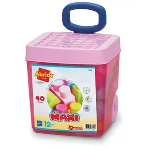 ECOIFFIER Chariot de briques ROSE - 40 pièces dès 12 mois - Les Maxi - Abrick pas cher