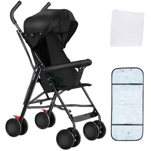 Poussette compacte à 4 roues-Siège avec moustiquaire en coton rembourrée-Noir-Pliable et portable-XJING