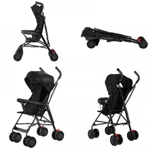 XJING-Poussette Bébé Pliable-Bébé 0-3 ans -Augmenter lauvent-Noir