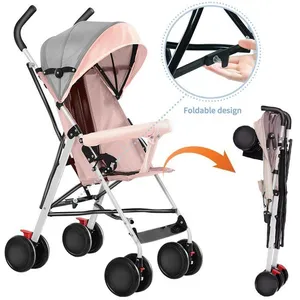 MIPAN. Poussette Bebe -  Poussette canne ultra compacte + Légère - Avec Cotons et Moustiquaire - jusqu  20 kg - Rose