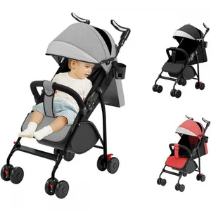 Poussette citadine - XUANYU - 6-48 mois- pliable à une main - Avec panier et habillage pluie - Gris