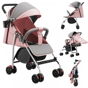 MIPAN.Poussette BébéLégère et Compacte de 0 Mois à 3 Ans  Pliable - Dossier Inclinable - Poussette Canne Enfant - Rose