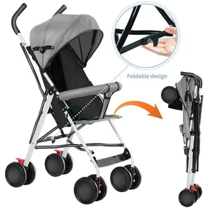 MIPAN. Poussette Bebe -  Poussette canne ultra compacte + Légère - Avec Cotons et Moustiquaire - jusqu  20 kg - Gris