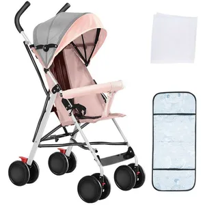 MIPAN. Poussette Compacte - Poussette Canne Bébé 0-3 Ans -  Landau assis Avce Parasol + Moustiquaire  - Rose
