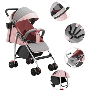 XUANYU Poussette Canne dès la Naissance jusqu’à 22 kg, Pliage d'une seule main,Capote extensible, 4 Roues amorties, Rose