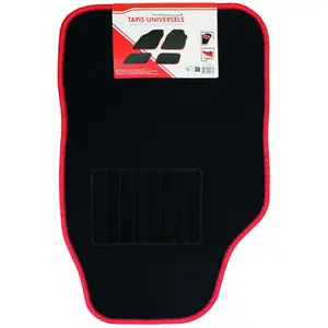 CARTER-CASH Jeu de 4 tapis voiture moquette noire surjet rouge - Réf. 252780Vendu parcarter-cash