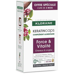 Klorane Keratincaps Force et Vitalité Cheveux et ongles boite 90 caps pas cher