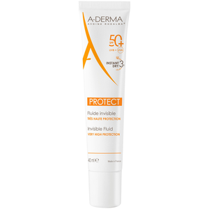 Comparateur de prix : A-DERMA Protect Fluide Invisible 50+ 40ml - A-Derma - Crème Solaire