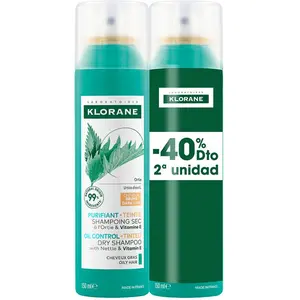 Comparateur de prix : Klorane A La Nertig shampoing sec sébo-régulateur cheveux bruns/bruns pack 2 x 150 ml