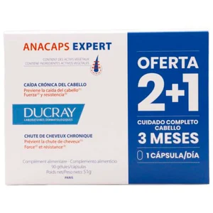 Comparateur de prix : Ducray Anacaps Expert complément alimentaire chute de cheveux chronique 90 u