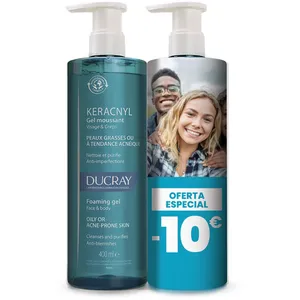 Ducray Keracnyl gel nettoyant pack 2 x 400 ml pas cher