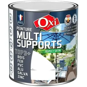 Comparateur de prix : OXI Peinture multi supports TOP3+ Satin - 0,5 L - Blanc crème