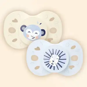 BIOLANE Lot de 2 sucettes anatomiques animaux 6-18 mois / Bleu BSAA2BB pas cher