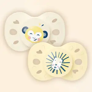 BIOLANE Sucette Anatomique Animaux - 6-18 Mois - Lot De 2 Jaune + Beige