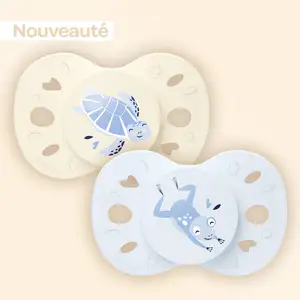 BIOLANE Lot de 2 sucettes anatomiques animaux 0-6 mois / Bleu BSAA1BB pas cher